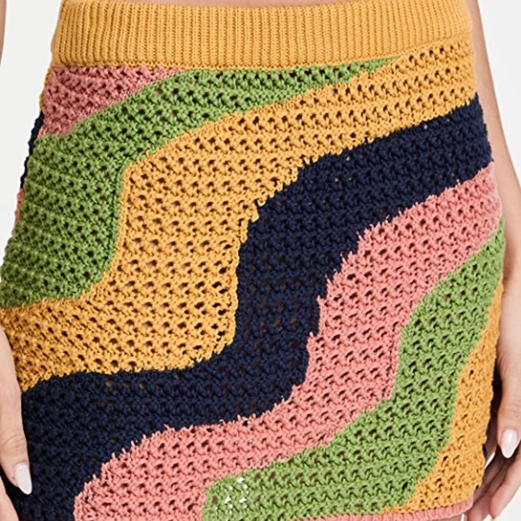 Free People Mila Crochet Mini Skirt in Forsythia Combo Medium NWT - Picture 3 of 7